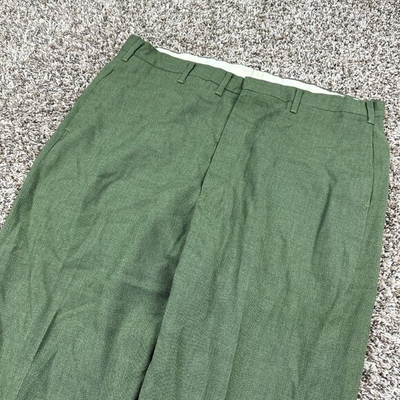 VTG Leisure Suit Slacks Pants Mens 35x30 Green Rayon Straight Leg Talon 70s - Picture 2 of 11